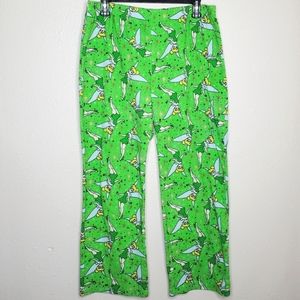 EUC Disney Tinker Bell Neon Green Warm Pajama Pants Bottoms (Size: L)